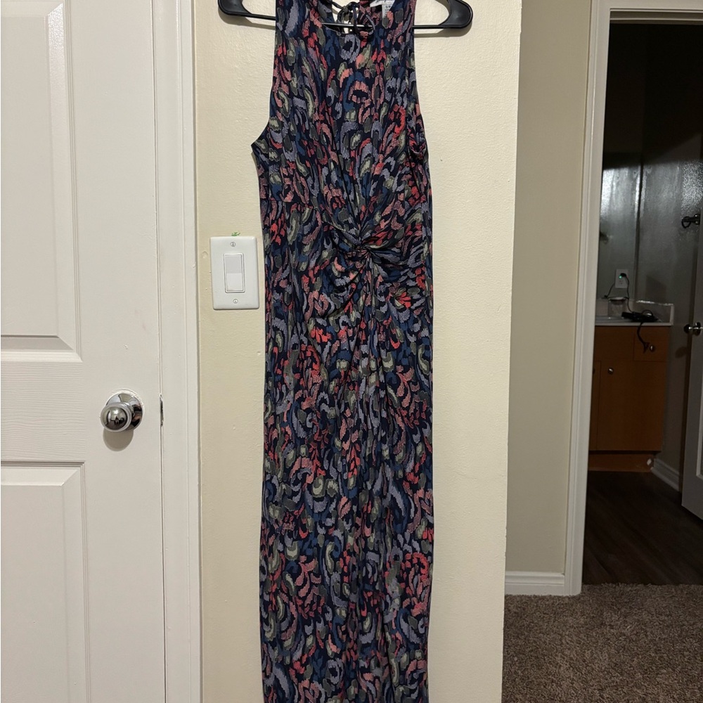 Tommy Bahama Navy and Pink Floral Maxi Dress